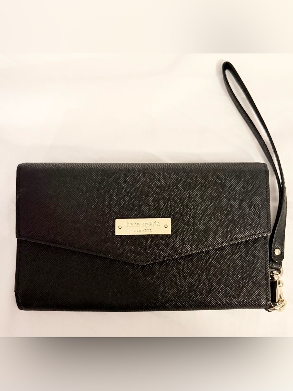 kate spade Black Envelope Wristlet with Gold Logo Plate